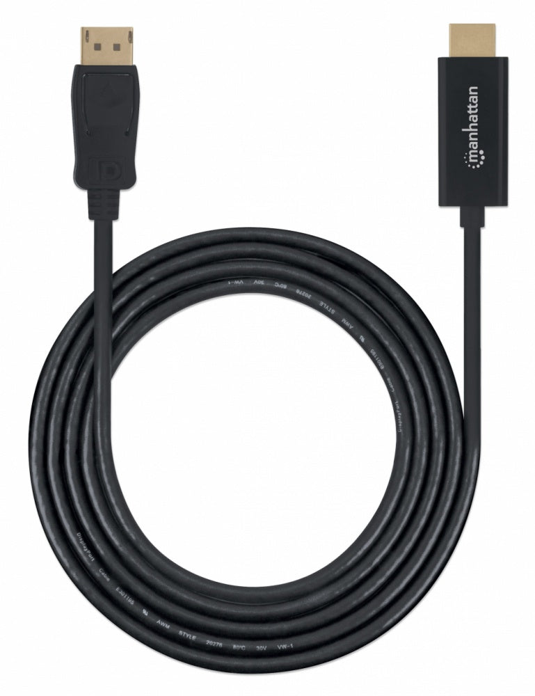 Cable Manhattan Displayport-Hdmi M-M 1080P 3.0M Negro 153188