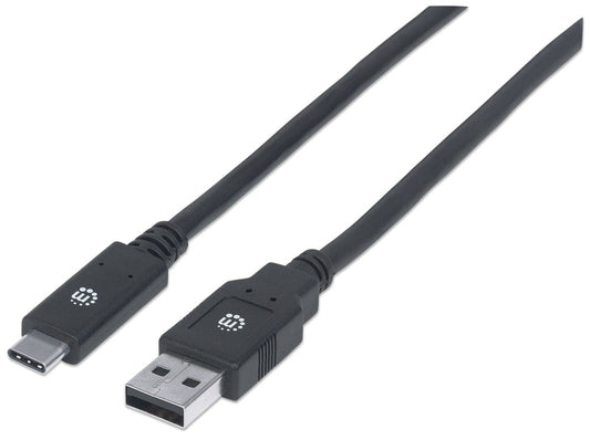 Manhattan Cable De Carga Usb A Macho - Usb C Macho, 2 Metros, Negro