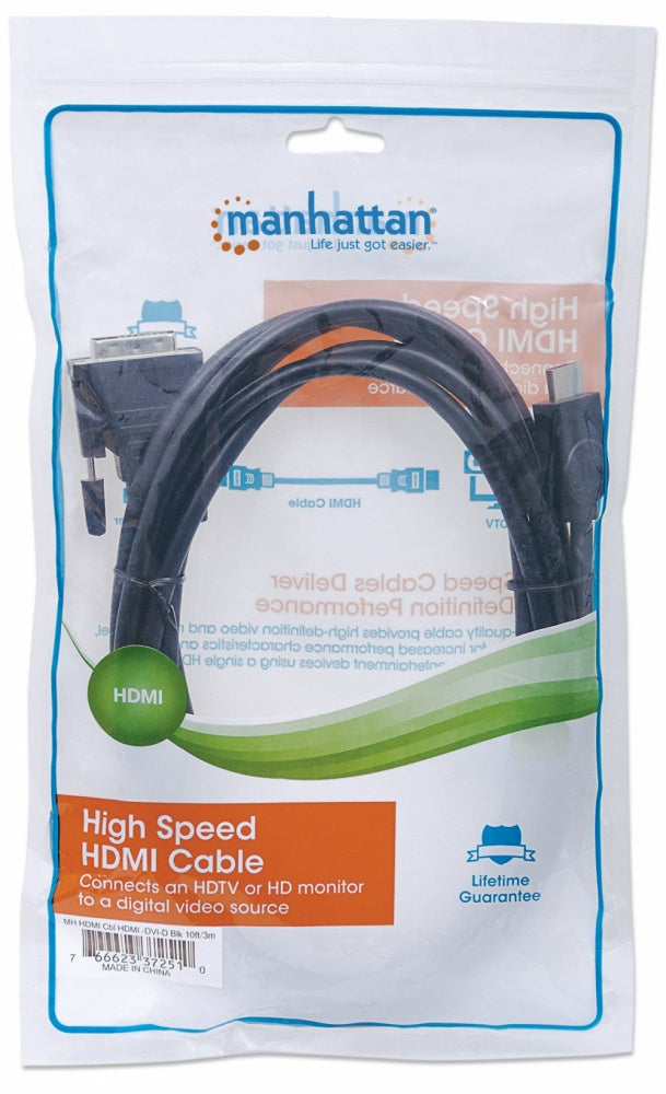 Manhattan Adaptador Hdmi Macho - Dvi-D Macho, 3.05 Metros, Negro