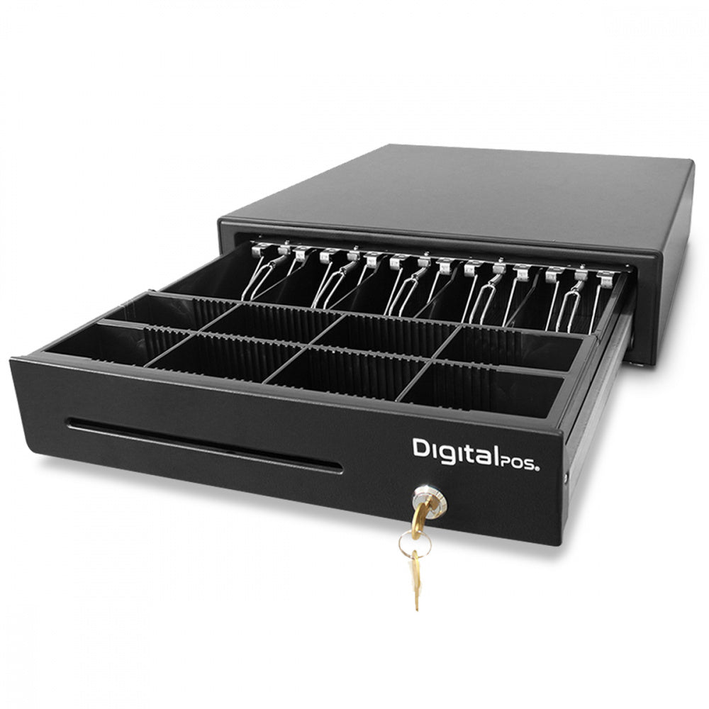 Cajon De Dinero Digitalpos (Dig-4101-Eco) Riel Plastico,5 Billetes, 8 Monedas, 5.5Kg,Negro
