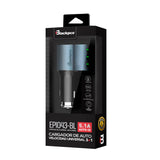 Car Charger Blackpcs 3 Puertos Usb Con Entrada Encendedor (Epi043-Bl)