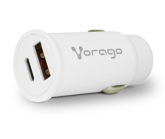 Cargador Para Auto Vorago 1Xusb-C 20W 1Xusb A Qch 3.0 Blanco Au-305-Wh