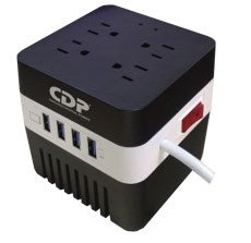 Regulador Cdp Con Supresor De Picos Avr 604, 300W, 600Va, 4 Contactos, 4X Usb