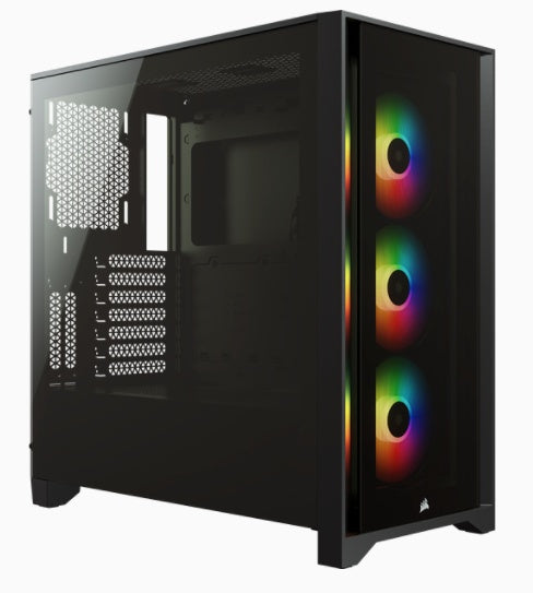 Gabinete Corsair (Cc-9011204-Ww) Icue 4000X Rgb Negro Panel Cristal Templado Med-Torre Sin Fuente