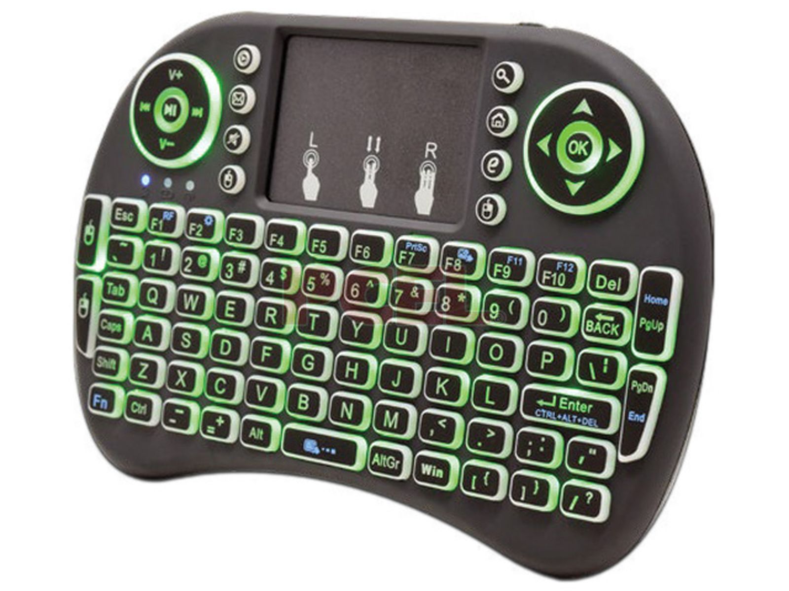 Control Remoto Necnon (Ncr-1) Con Teclado Y Mousepad, Receptor Usb 2.4, Rgb 7 Colores