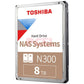 Dd Interno Toshiba N300 8Tb 3.5"" 7200Rpm Nas 256Mb (Hdwg780Xzsta)