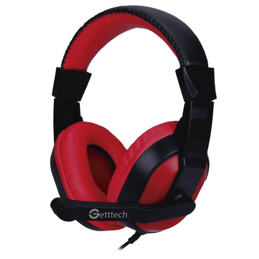 Diadema Headset Getttech Gh-2100 Stream 3.5Mm/Mic Retractil/Negro/Rojo