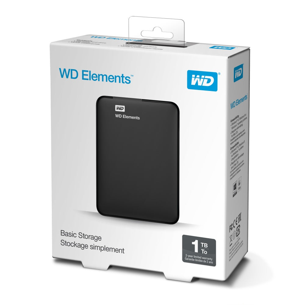 Disco Duro Externo 2.5 1Tb Wd (Wdbuzg0010Bbk-Wesn) Elements Negro Usb 3.0