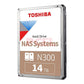 Disco Duro Interno Toshiba N300 14Tb 3.5"" Nas 7200Rpm 512Mb (Hdwg51Exzsta)