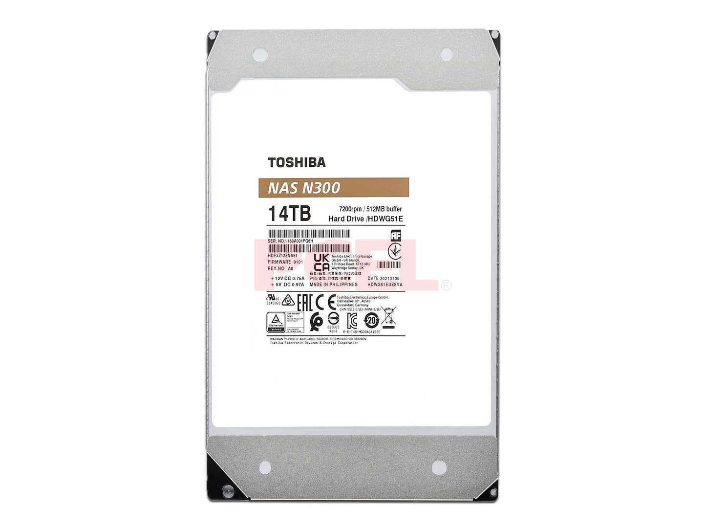 Disco Duro Interno Toshiba N300 14Tb 3.5"" Nas 7200Rpm 512Mb (Hdwg51Exzsta)