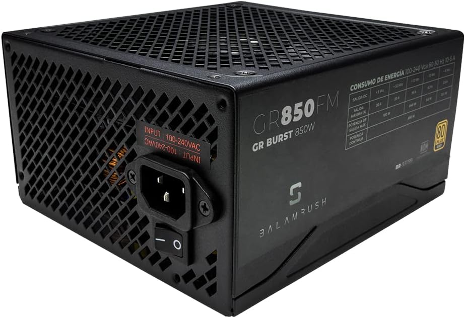 Fuente De Poder Balam Rush (Br-931199) Gr850,850W,80 Plus Gold,9 Sata,3 Molex,Modular,Vent 140Mm