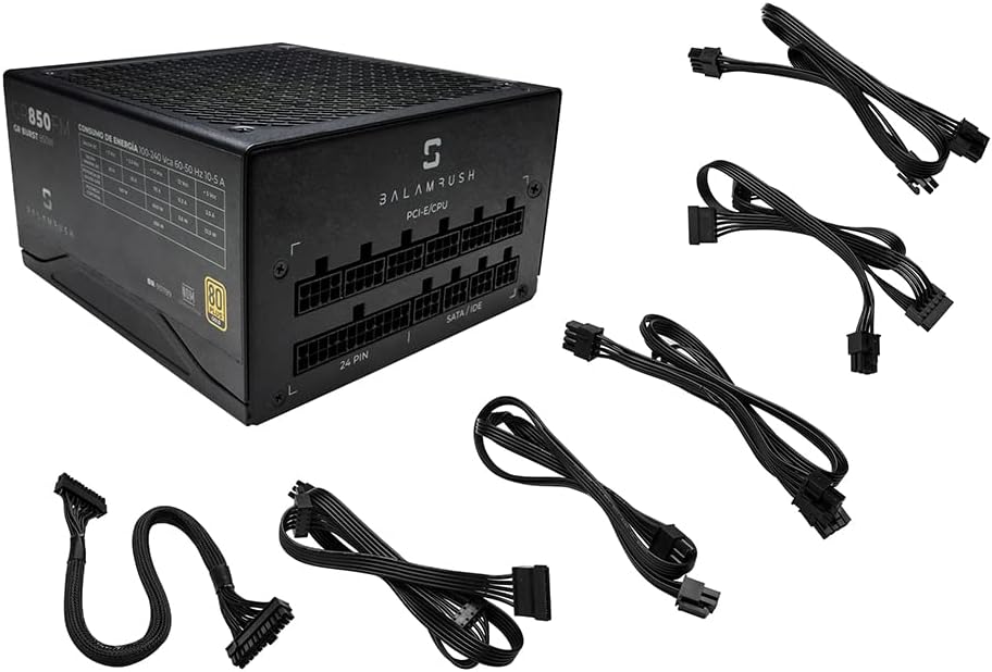 Fuente De Poder Balam Rush (Br-931199) Gr850,850W,80 Plus Gold,9 Sata,3 Molex,Modular,Vent 140Mm