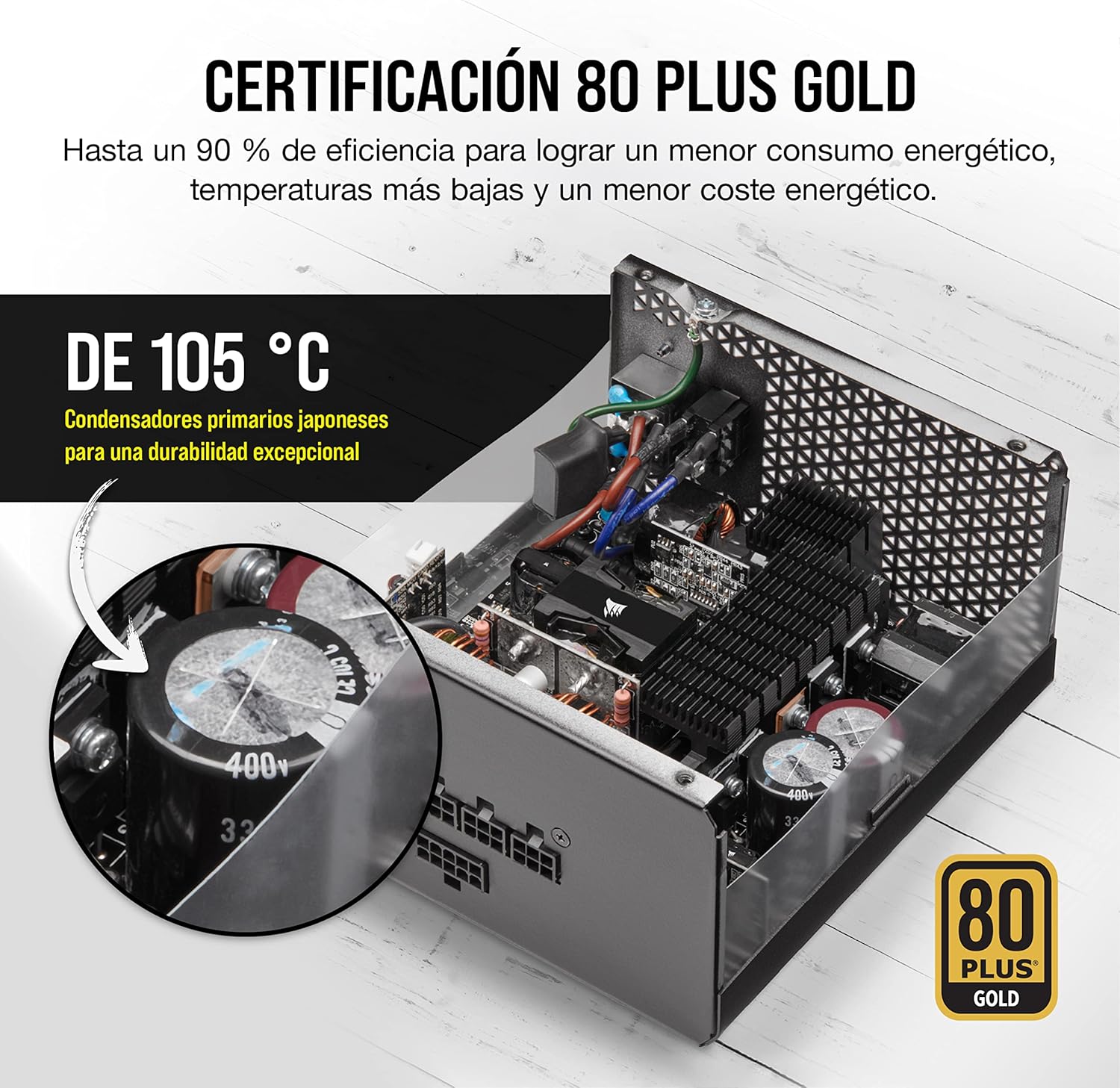 Fuente De Poder Corsair (Cp-9020200-Na) Rm850X,850W,Full Modular,80 Plus Gold,Negro