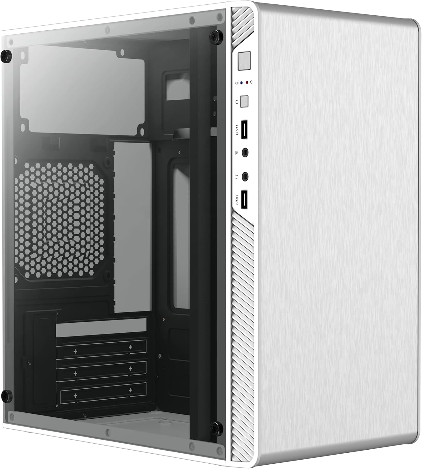 Gabinete Acteck (Ac-935852) Performance Ii Gi215W,Micro Atx,Fuente 500W,2*Usb 2.0,Acrilico,Blanco