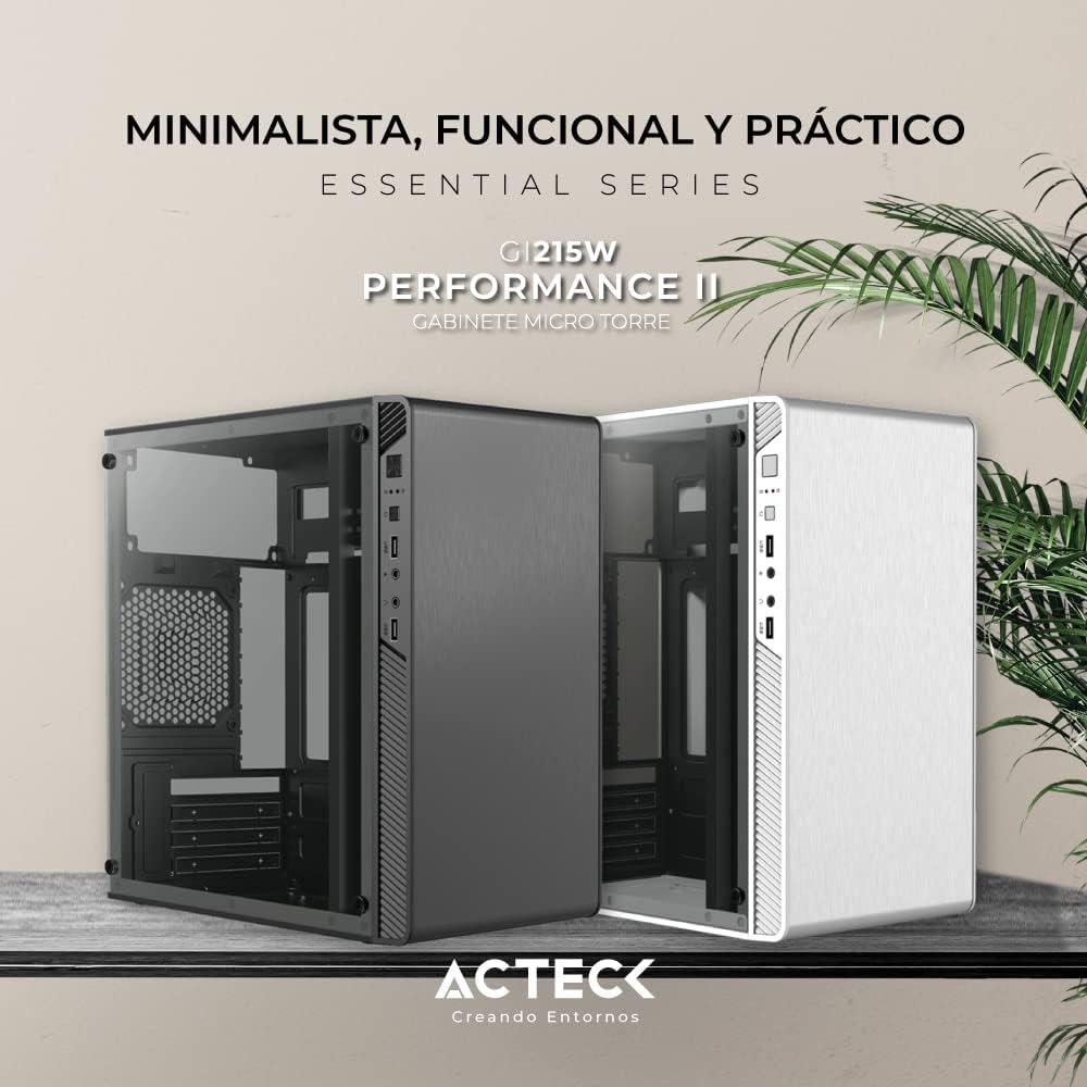Gabinete Acteck (Ac-935852) Performance Ii Gi215W,Micro Atx,Fuente 500W,2*Usb 2.0,Acrilico,Blanco