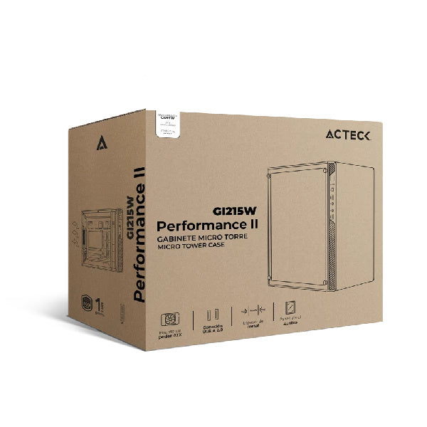 Gabinete Acteck (Ac-935852) Performance Ii Gi215W,Micro Atx,Fuente 500W,2*Usb 2.0,Acrilico,Blanco