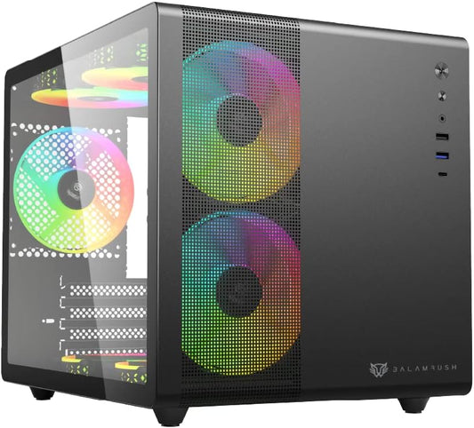 Gabinete Balam Rush (Br-936033) Tank Mini Gi930,Micro Atx,1*Usb 3.0,1*Usb C,Cristal Temp,Malla,Negro