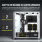 Gabinete Corsair (Cc-9011205-Ww) Icue 4000X Rgb Blanco Panel Cristal Templado Med-Torre Sin Fuente