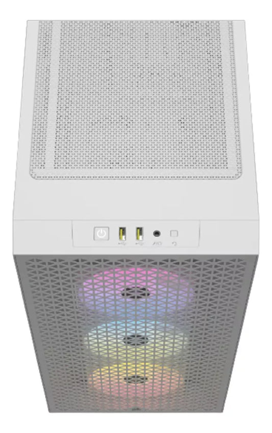 Gabinete Corsair (Cc-9011256-Ww) 3000D Rgb Airflow,Blanco,Cristal Templado,Mid Torre,Sin Fuente