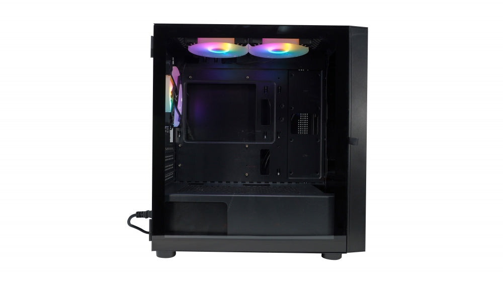 Gabinete Evotec (Ev-1018) Taipei Crist Temp,Micro-Atx,Mini Atx,2*Usb 2.0,Usb 3.0,Ssd 2.5,3*Fan Rgb,N
