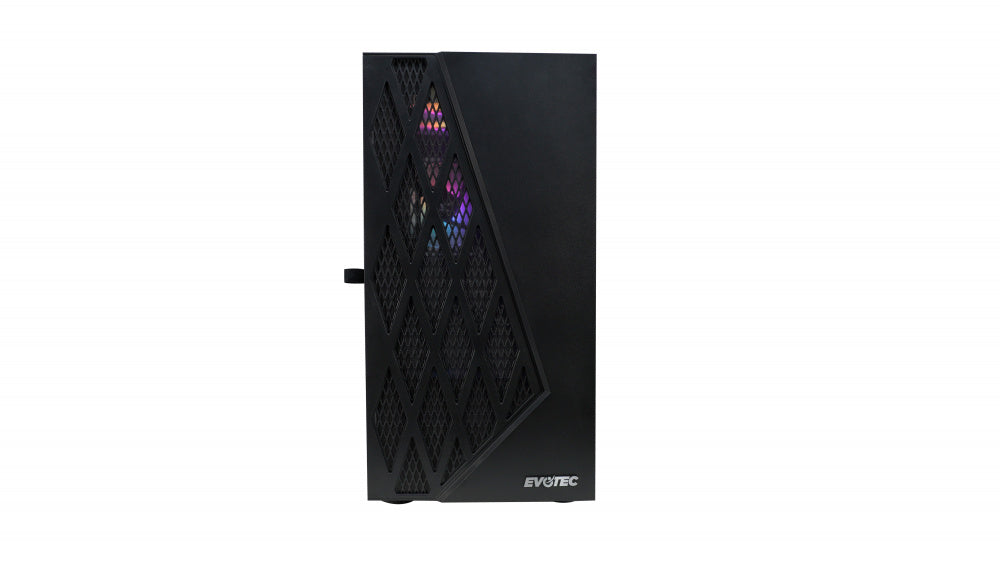 Gabinete Evotec (Ev-1018) Taipei Crist Temp,Micro-Atx,Mini Atx,2*Usb 2.0,Usb 3.0,Ssd 2.5,3*Fan Rgb,N