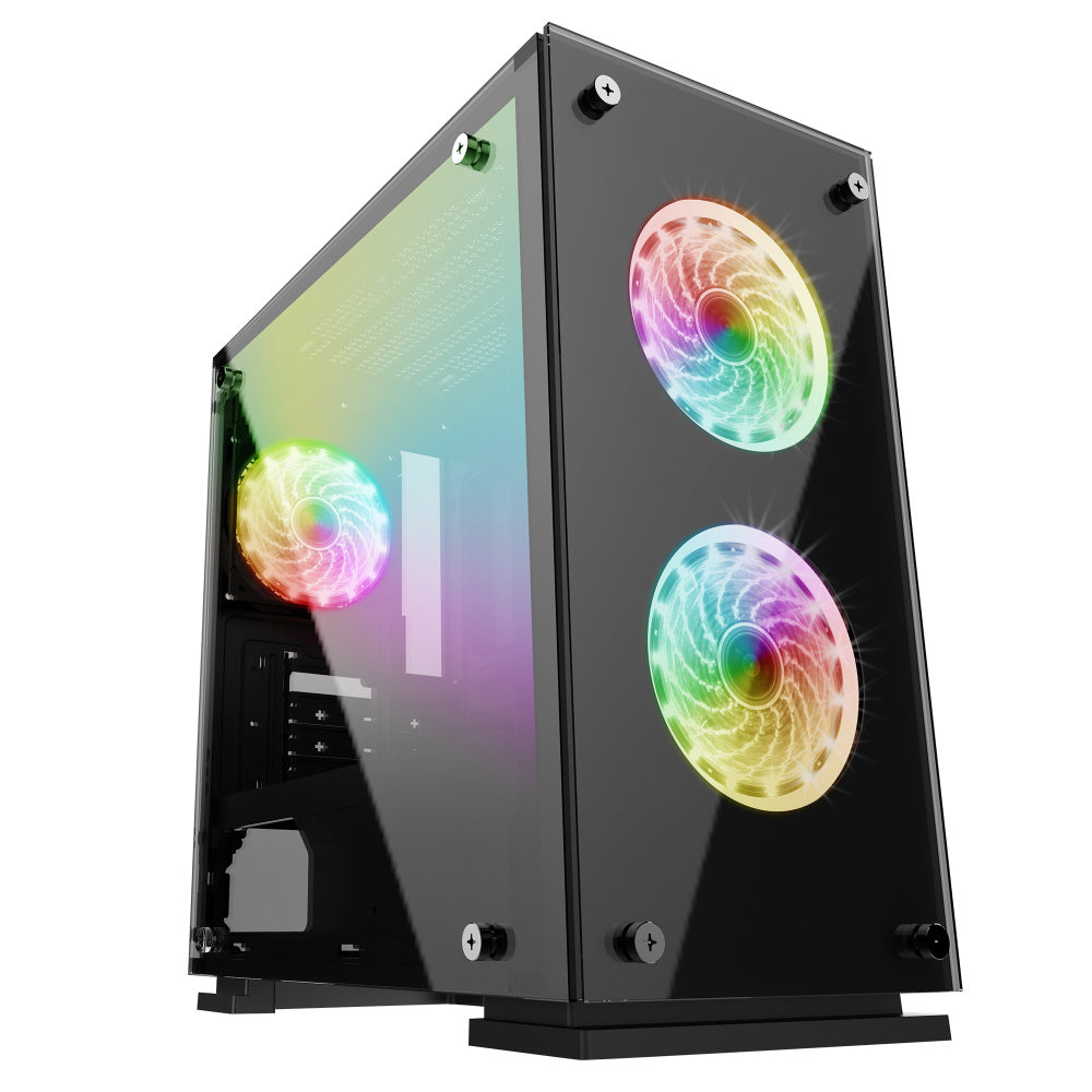 Gabinete Game Factor Csg550 Con Ventana, Micro-Tower, Micro Atx/Mini-Itx, Usb 3.0, Sin Fuente, 2 Ventiladores Instalados, Negro