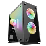 Gabinete Game Factor Csg550 Con Ventana, Micro-Tower, Micro Atx/Mini-Itx, Usb 3.0, Sin Fuente, 2 Ventiladores Instalados, Negro