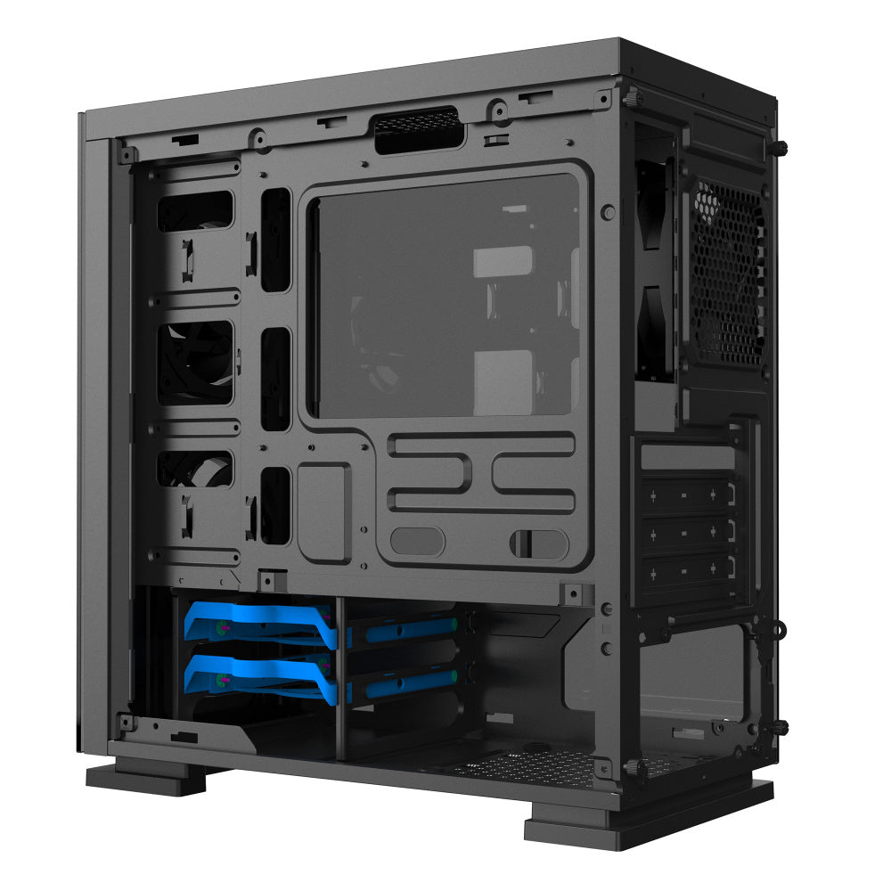 Gabinete Game Factor Csg550 Con Ventana, Micro-Tower, Micro Atx/Mini-Itx, Usb 3.0, Sin Fuente, 2 Ventiladores Instalados, Negro
