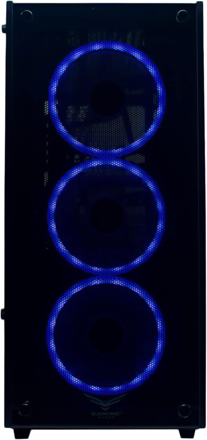 Gabinete Naceb (Na-0603) Player, Cristal,Usb 1/3.02/2.0 Full Atx, 3 Ventiladores Rgb, Sin Fuente.