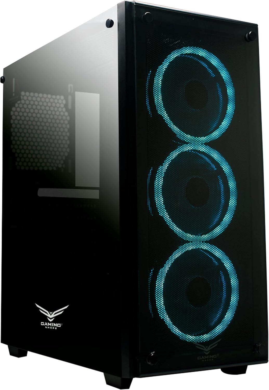 Gabinete Naceb (Na-0603) Player, Cristal,Usb 1/3.02/2.0 Full Atx, 3 Ventiladores Rgb, Sin Fuente.
