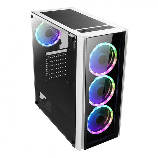 Gabinete Xzeal (Xzcgb12W) Zx110-1Micro Atxpanelvidrio1*Usb 3.01*Usb 2.03*Ventilador Rgbblanco