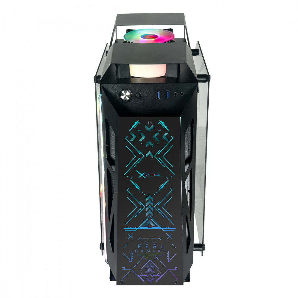 Gabinete Xzeal (Xzgairrgbb) Iro2 Micro Atx Paneles De Vidrio Y Metal 4*Ventilador Argb Negro