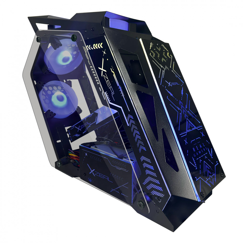 Gabinete Xzeal (Xzgairrgbb) Iro2 Micro Atx Paneles De Vidrio Y Metal 4*Ventilador Argb Negro