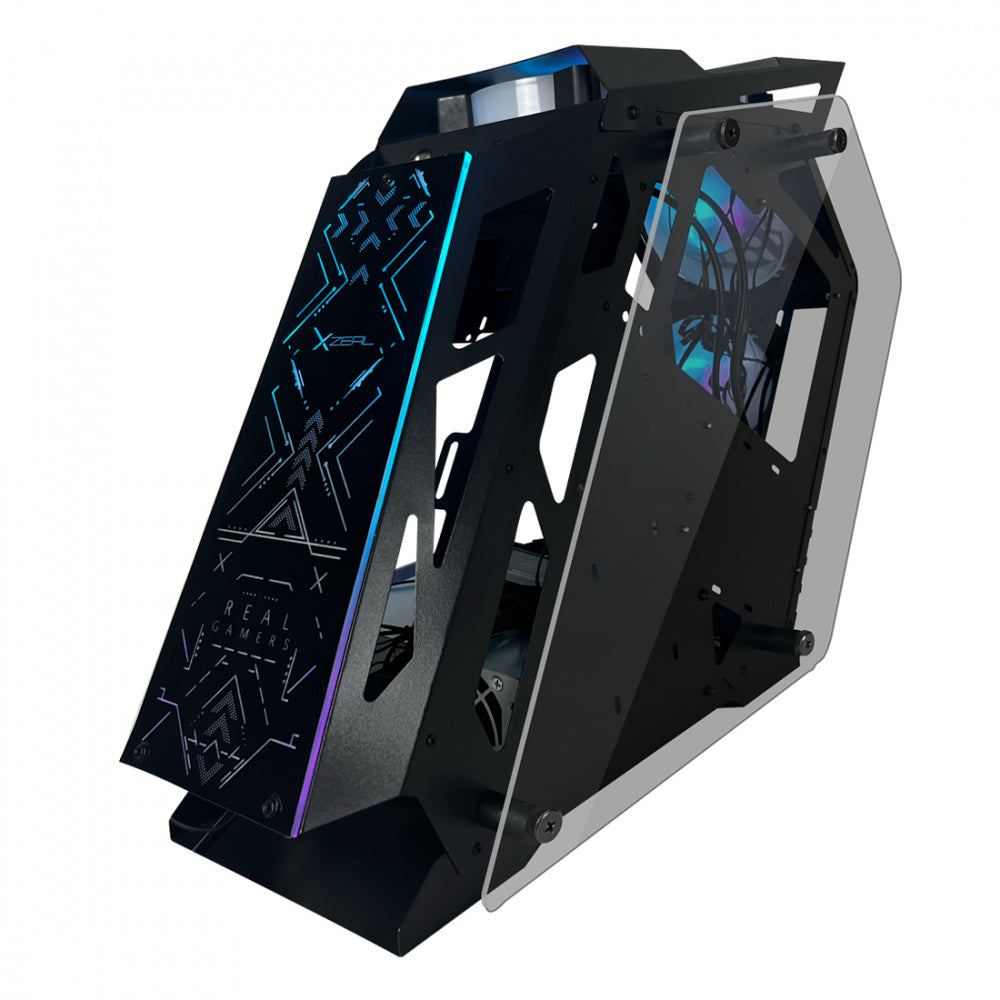 Gabinete Xzeal (Xzgairrgbb) Iro2 Micro Atx Paneles De Vidrio Y Metal 4*Ventilador Argb Negro