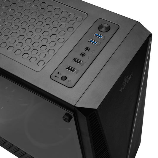 Gabinete Yeyian Gamer Ych-Lar7-01Bk Crescent Atx 3 Vent Argb Cris/Temp