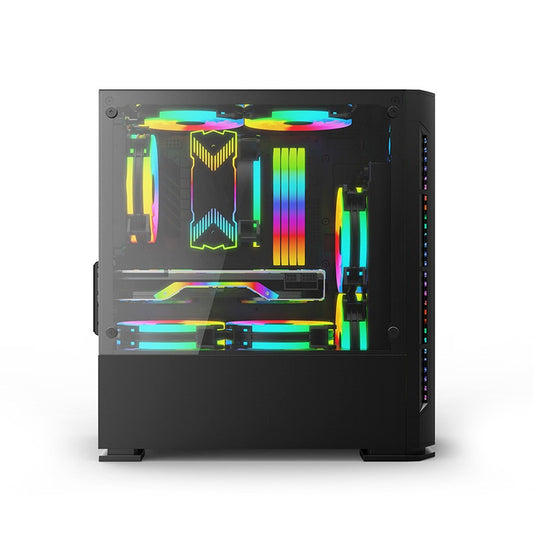 Gabinete Yeyian (Ych-041520) Haizen 2500,Micro Atx,3*Fan 120Mm Argb,Malla Frontal,Negro,Sin Fuente