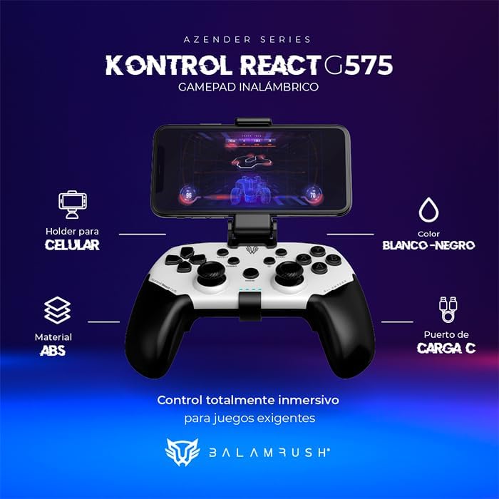 Gamepad Balam Rush (Br-936927) React G575,Bt 5.0,Android,Ios,Ps3,Ps4,Pc,N-Swiych,9 Horas