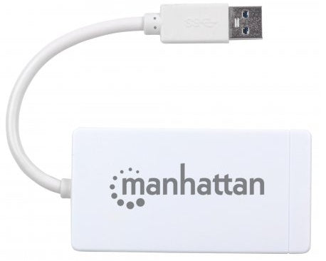 Manhattan Hub Usb A 3.0 De 3 Puertos, 1X Rj-45, 5000 Mbit/S, Blanco