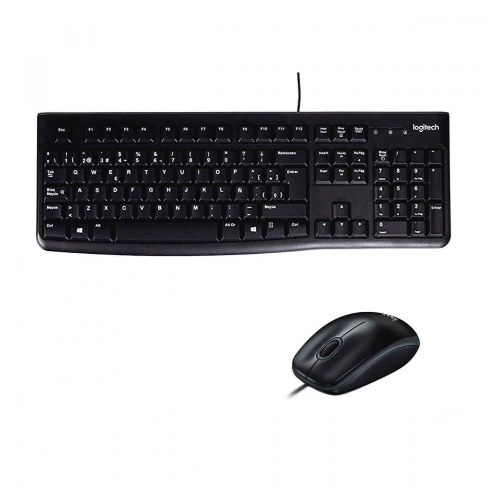 Kit De Teclado Y Mouse Logitech Mk120, Alámbrico, Usb, Negro (Español)