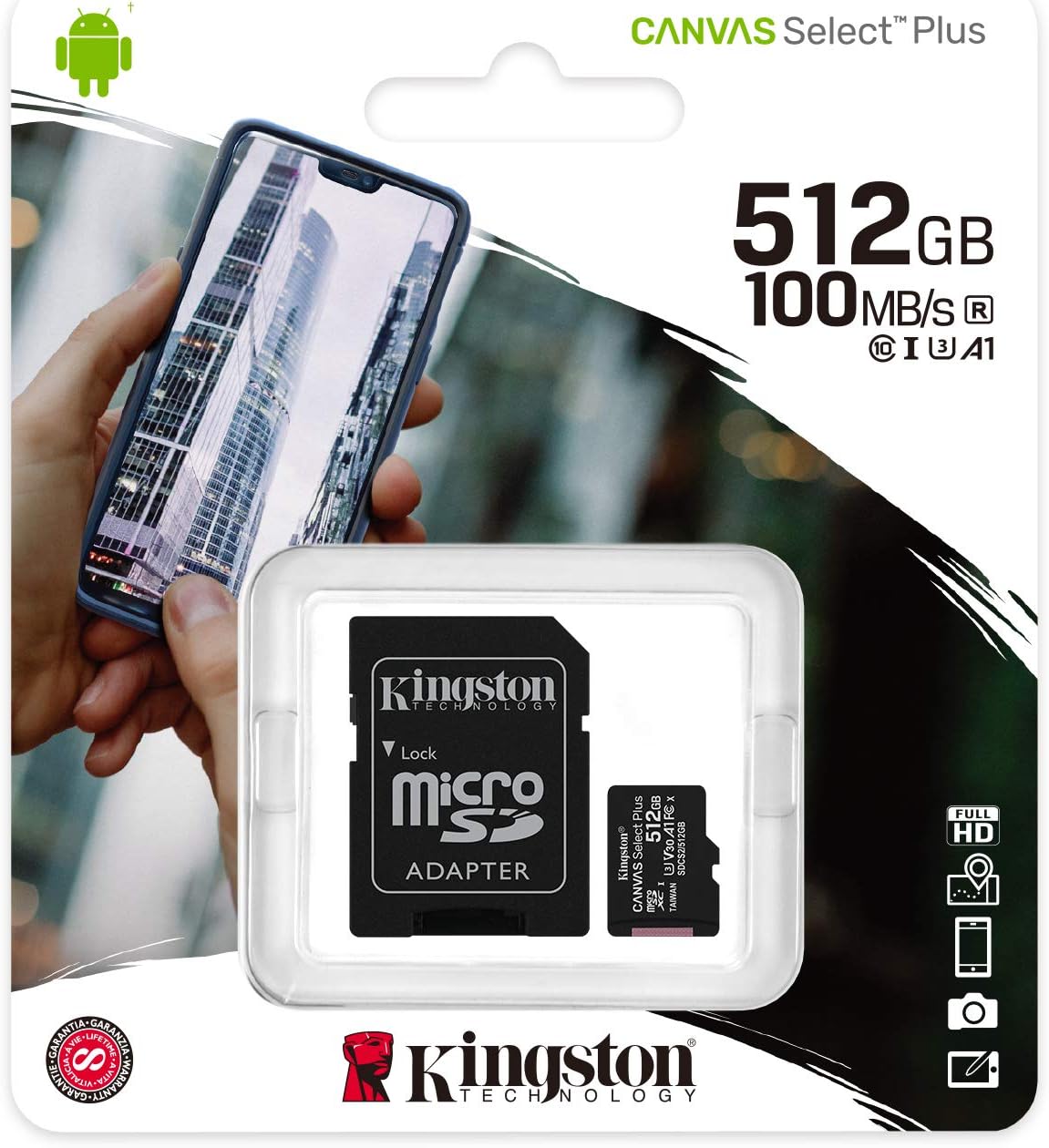 Micro Sdxc Kingston (Sdcs2/512Gb) Canvas Select Plus 512Gb Uhs-I, Clase10 C/Adaptador