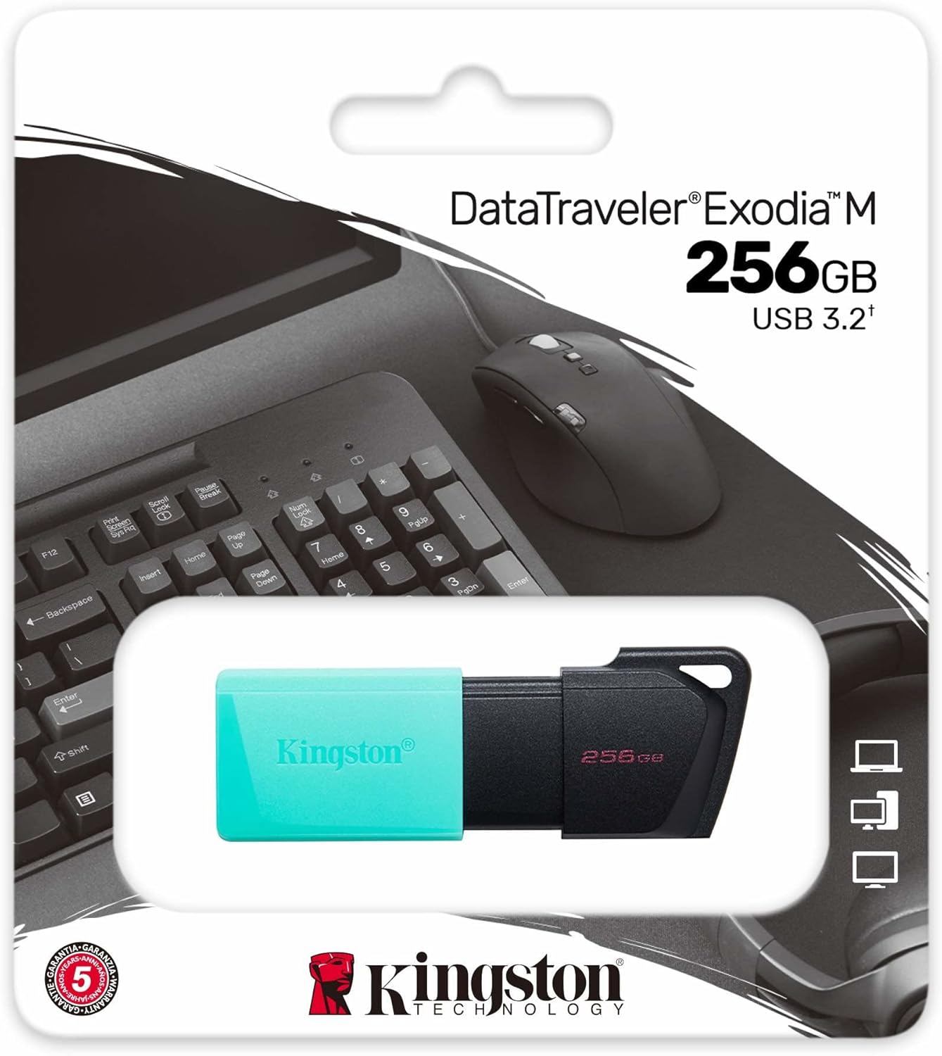 Memoria Usb Kingston (Dtxm/256Gb) 256Gb, Data Traveler Exodia M, Plastica, Turquesa, Usb 3.2