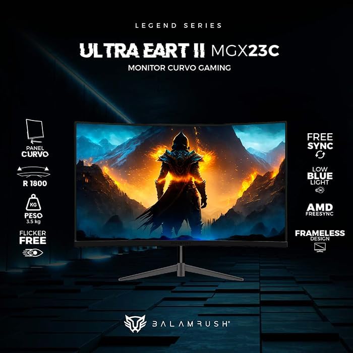 Monitor 23.8" Balam Rush (Br-938327) Ultra Earth Ii Mgx23C,1920*1080,165Hz,1Ms,Hdmi,Dp,Curvo,Negro