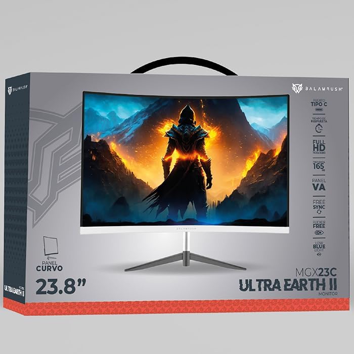 Monitor 23.8" Balam Rush (Br-938327) Ultra Earth Ii Mgx23C,1920*1080,165Hz,1Ms,Hdmi,Dp,Curvo,Negro