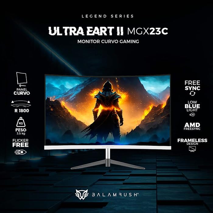Monitor 23.8" Balam Rush (Br-938334) Ultra Earth Ii Mgx23C,1920*1080,165Hz,1Ms,Hdmi,Dp,Curvo,Blanco