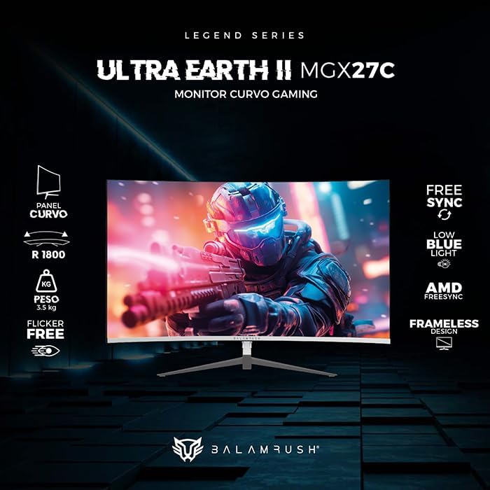 Monitor 27" Balam Rush (Br-938280) Ultra Earth Iimgx27C,1920*1080,165Hz,1Ms,Hdmi,Dp,Curvo,Blanco