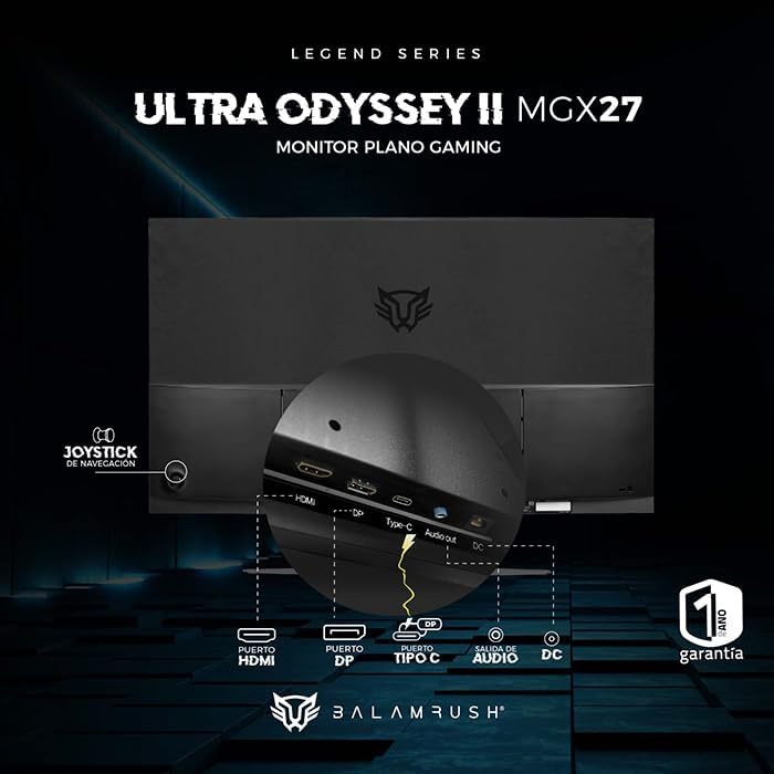 Monitor 27" Balam Rush (Br-938297) Ultra Odissey Ii Mgx27,1920*1080,165Hz,1Ms,Hdmi,Dp,Plano,Negro