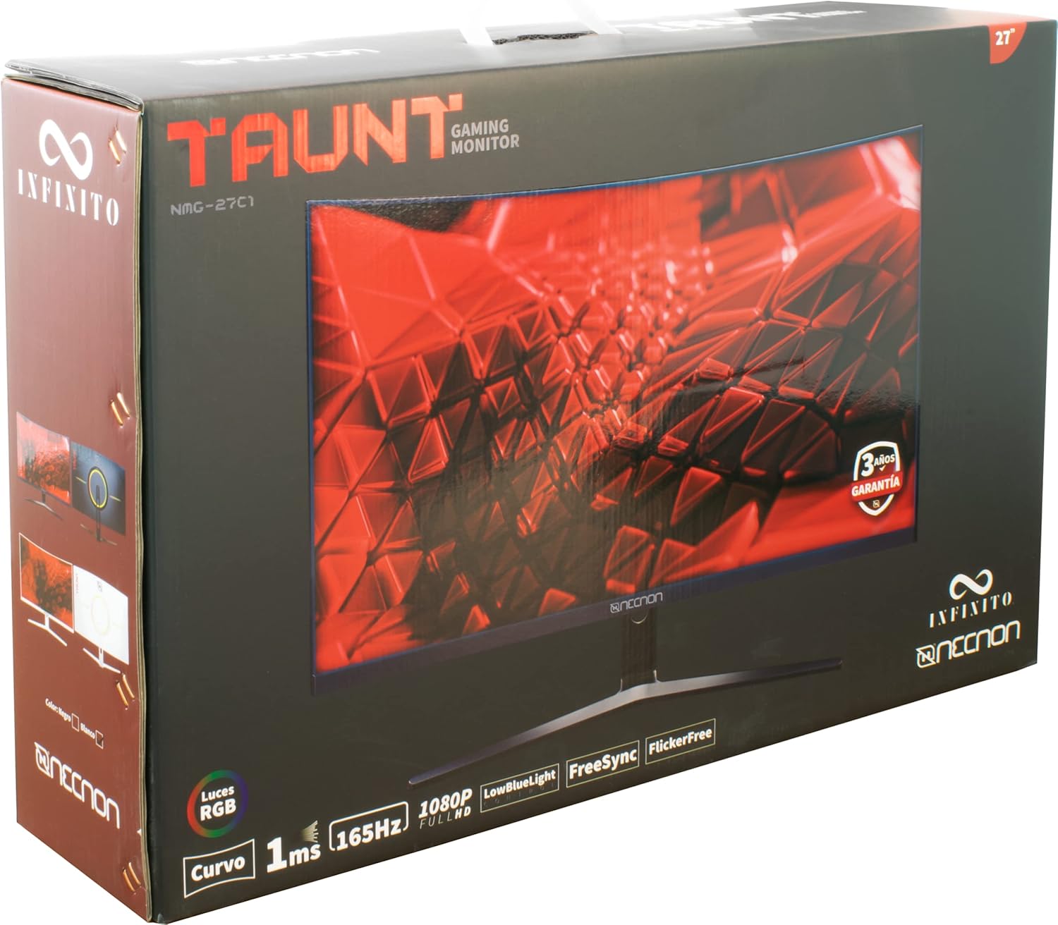 Monitor Gaming Led 27" Necnon (Nmg-27C1-Ng) 1920X1080, Curvo, 165Hz, 1Ms, Rgb, Hdmi, Vga, Dp, Negro