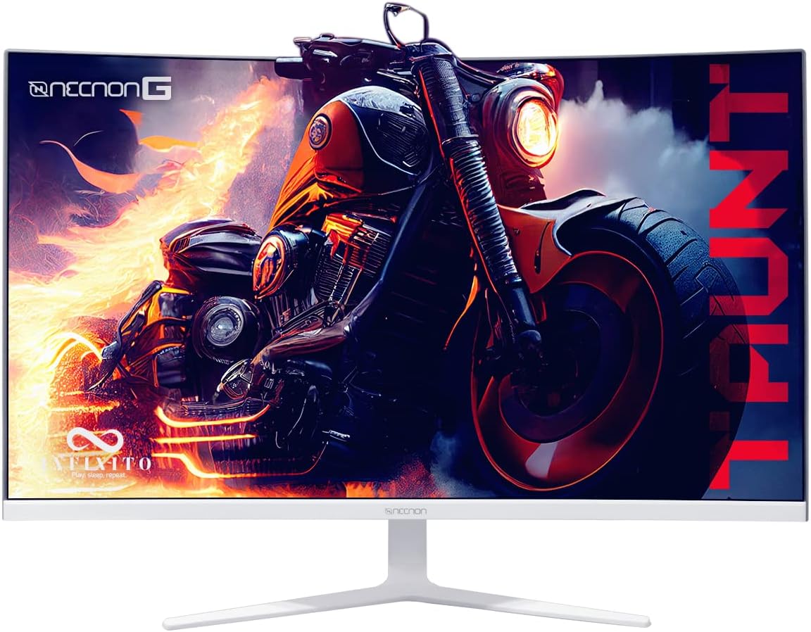 Monitor Gaming Led 31.5" Necnon (Nmg-32C1-Bl) 1920X1080, Curvo, 165Hz, 1Ms, Rgb, Hdmi,Vga,Dp, Blanco