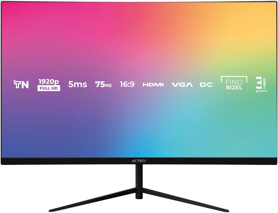 Monitor Led 27" Acteck (Ac-935845) Sp270,1920*1080,75Hz,5Ms,Hdmi,Vga,Dc,Inclinacion,Negro
