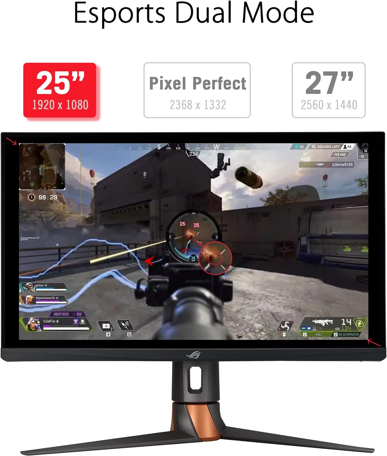 Monitor Led Asus 27 (Pg27Aqn) Rog Swift2560X1440Qhdled360Hz1Ms3*Hdmidpg-Synchdr10